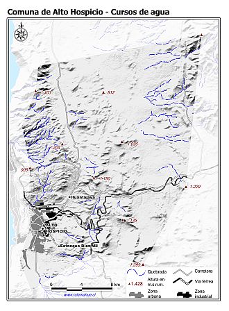 Mapa de la hidrografía de la comuna