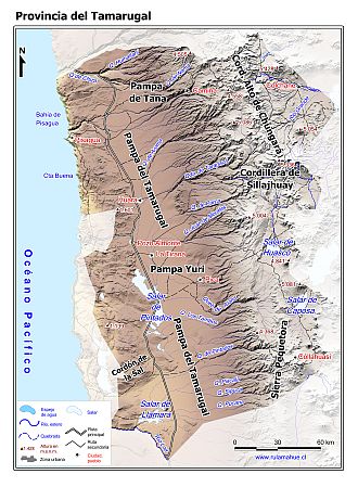 Mapa de la provincia de Iquique con fondo coloreado