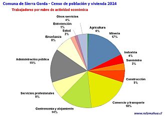 Número de trabajadores por rubro de actividad en el año 2024