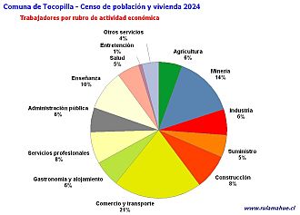 Número de trabajadores por rubro de actividad en el año 2024