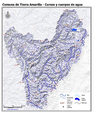 Mapa de la hidrografía de la comuna