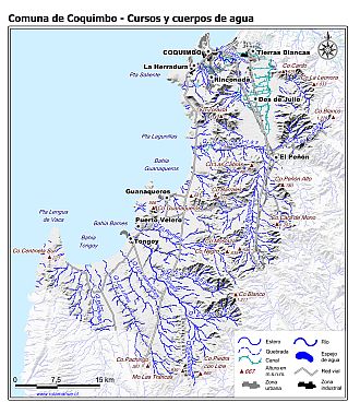 Mapa de la hidrografía de la comuna