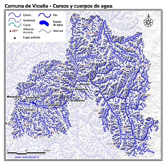 Mapa de la hidrografía de la comuna