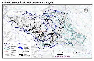 Mapa de la hidrografía de la comuna