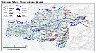 Mapa de la hidrografía de la comuna