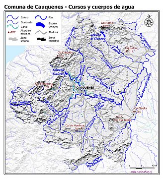 Mapa de la hidrografía de la comuna