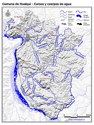 Mapa de la hidrografía de la comuna