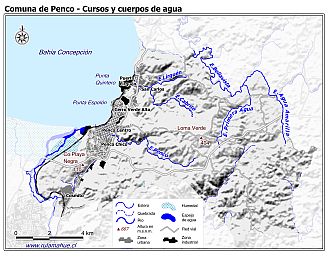 Mapa de la hidrografía de la comuna