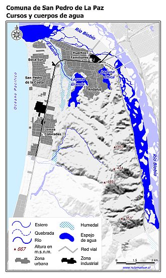 Mapa de la hidrografía de la comuna