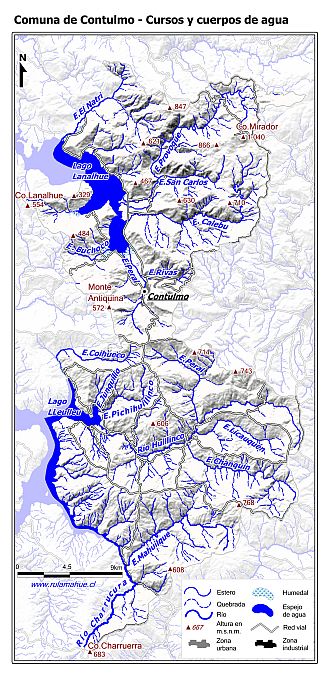 Mapa de la hidrografía de la comuna