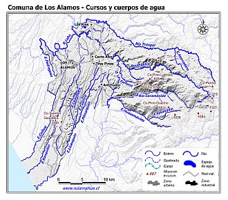 Mapa de la hidrografía de la comuna
