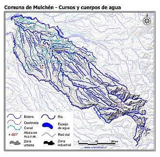 Mapa de la hidrografía de la comuna