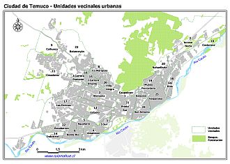 Mapa las unidades vecinales urbanas