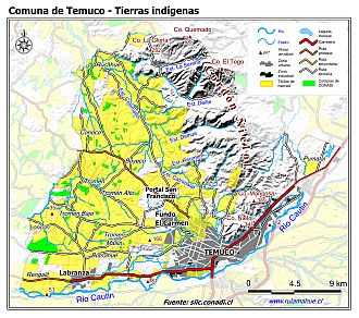 Mapa con las superficies de tierras indígenas