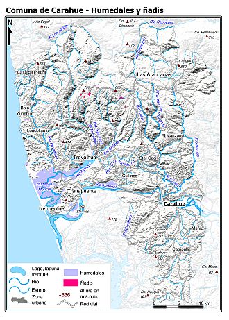Mapa de ubicación de los humedales