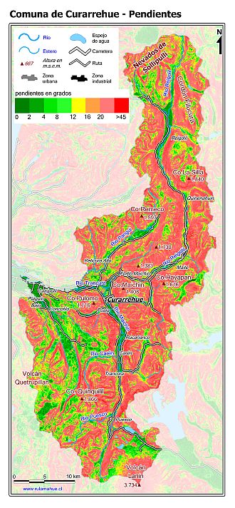Mapa de las pendientes de terreno