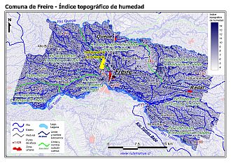 Mapa de la distribución del índice topográfico de humedad
