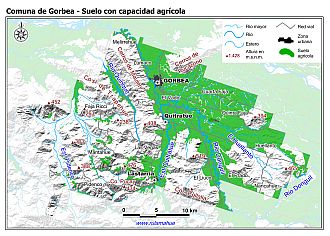 Mapa de la distribución de los suelos con aptitud agrícola