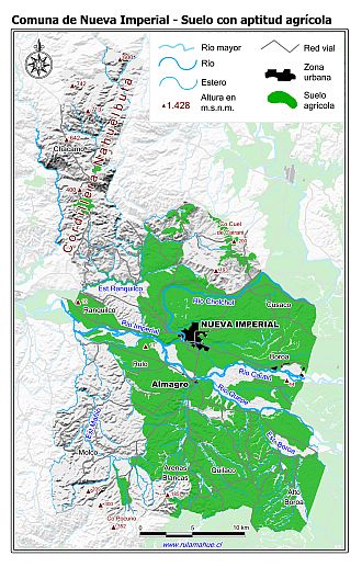 Mapa de la distribución de los suelos con aptitud agrícola