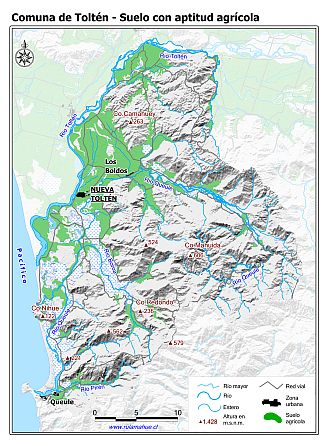 Mapa de la distribución de los suelos con aptitud agrícola