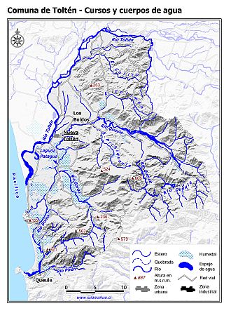 Mapa de la hidrografía de la comuna