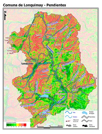 Mapa de las pendientes de terreno