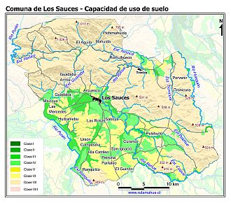 Mapa de la distribución de la capacidad de uso de los suelos
