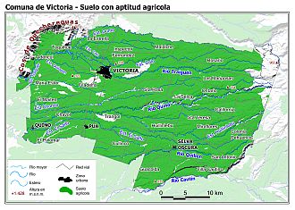 Mapa de la distribución de los suelos con aptitud agrícola