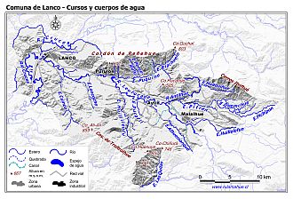 Mapa de la hidrografía de la comuna
