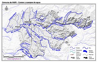 Mapa de la hidrografía de la comuna